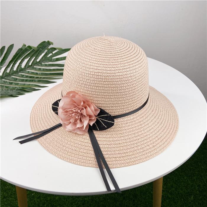 New spring and summer women's sunshade straw hat sunscreen sun hat bucket hat flower beach hat big edge basin hat