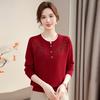 Spring and Autumn New Fashionable Base Shirt for Middle-aged and Elderly Women's Clothing Diamond Knitted Sweater Sweater