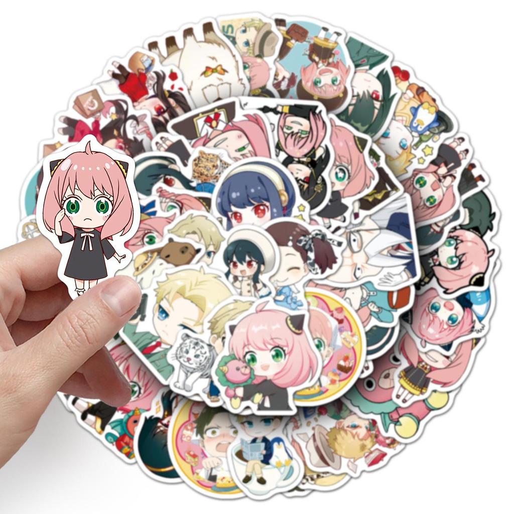 50 Q Version Spy x Family Stickers: Japanese Anime Characters, Cartoon Anya Guka, DIY Decorative Set.
