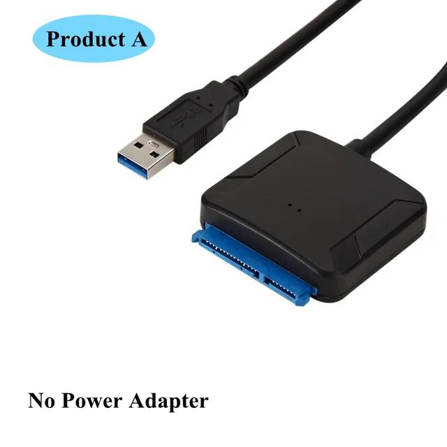 USB 3.0 to SATA Adapter Cable for 3.5/2.5 Inch SSD HDD SATA III Hard Drive Disk Converter Support UASP with 12V/2A Power Adapter