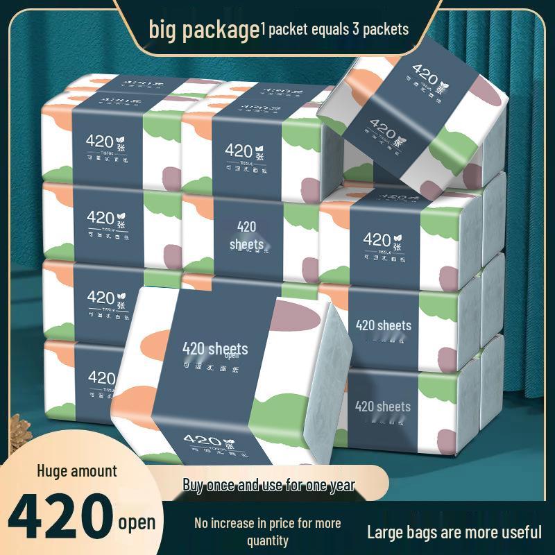 Pull-Out Tissue Box: 420-Sheet, 30 Large Packs - Wet-Strength Toilet & Facial Tissue