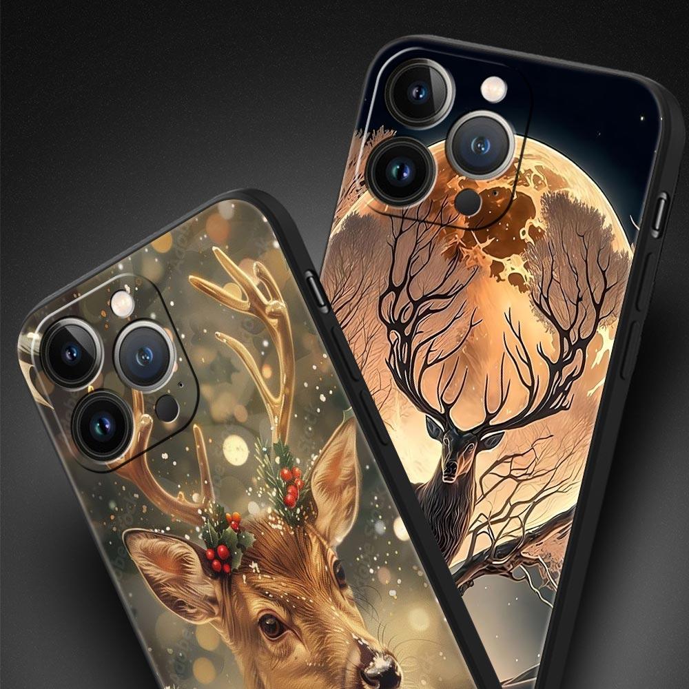 Cartoon Animal Deer Phone Case Cover for iPhone 17 16 15 14 13 12 Pro Max 11 Pro Max 17 AIR Plus Shockproof Soft TPU Shell Capas