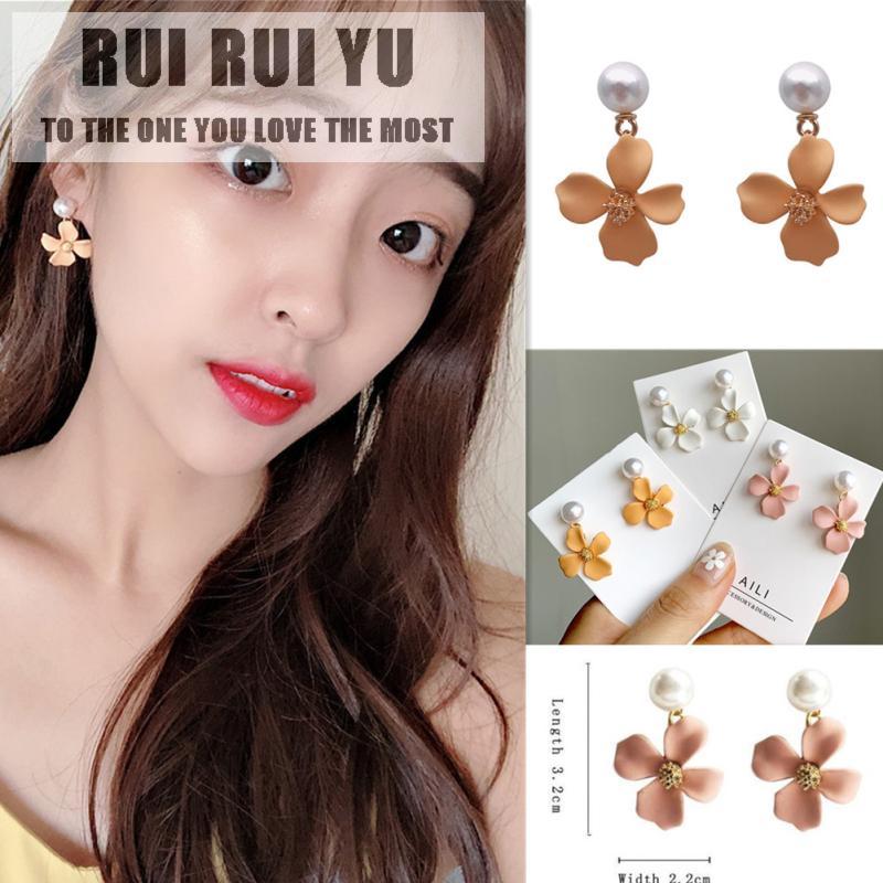 

RUI RUI YU 1 пара серег, простые серьги ярких цветов, матовые красивые серьги с жемчугом и цветком