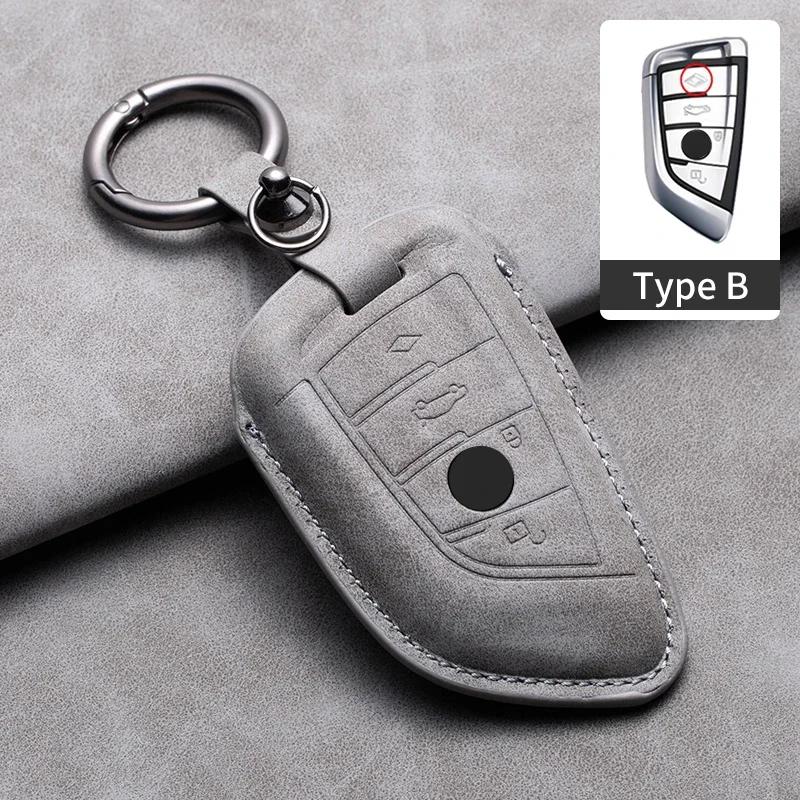 Leather Car Remote Key Case Cover for Bmw F20 G20 G30 X1 X3 X4 X5 G05 X6 X7 G11 F15 F16 G01 G02 F48 1 2 3 4 5 6 7 Series
