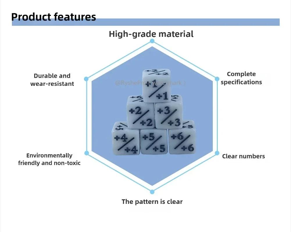 6 ks Žetonů Kostek Kompatibilních s Magic The Gathering Kostky Kostka Sada Kostek Věrnostních Žetonů pro MTG CCG DND PRG Karetní Hry