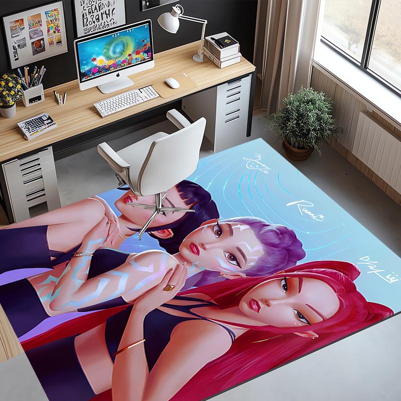 KPop Demon Hunters Pattern Rug, Indoor/Outdoor Mat, for Picnic, Gameroom, Bedroom, Office, Living Room, Home Decor Carpet, Birthday Gift