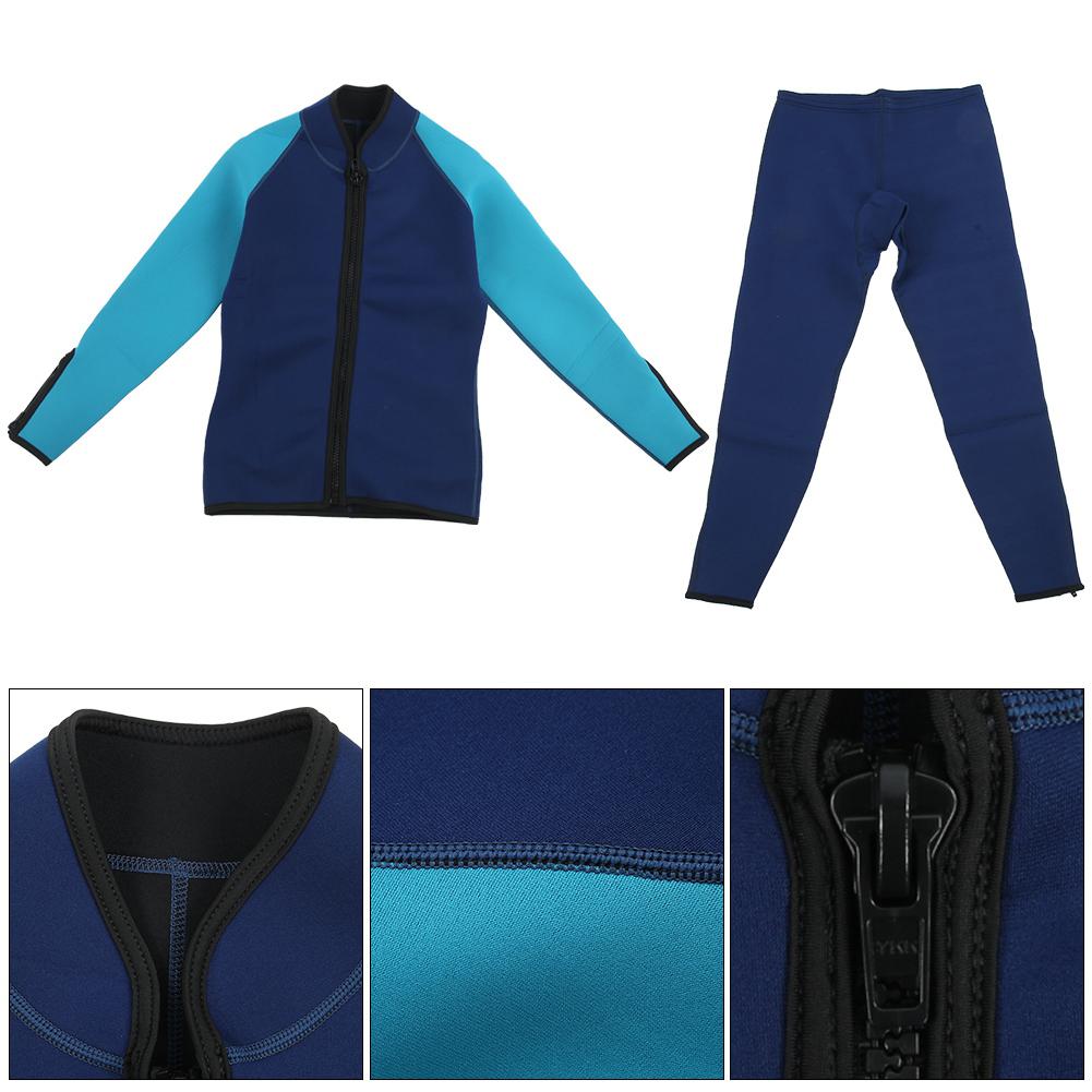 2mm Adult Two Piece Wetsuit Keep Warm Accessory for Diving Snorkeling Surfing(Navy(M) )