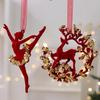Christmas Deer Hanging Ornament With Velvet Embellishments For Holiday Decor