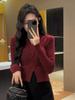 Dragon Year Chic and Beautiful Red V-neck Autumn and Winter Sweater