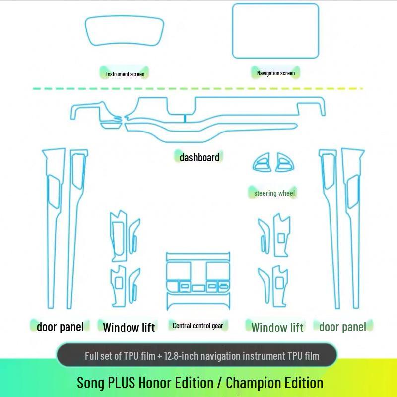 BYD Song PLUS Interior TPU Protective Film for Central Control Screen & Gear Shift