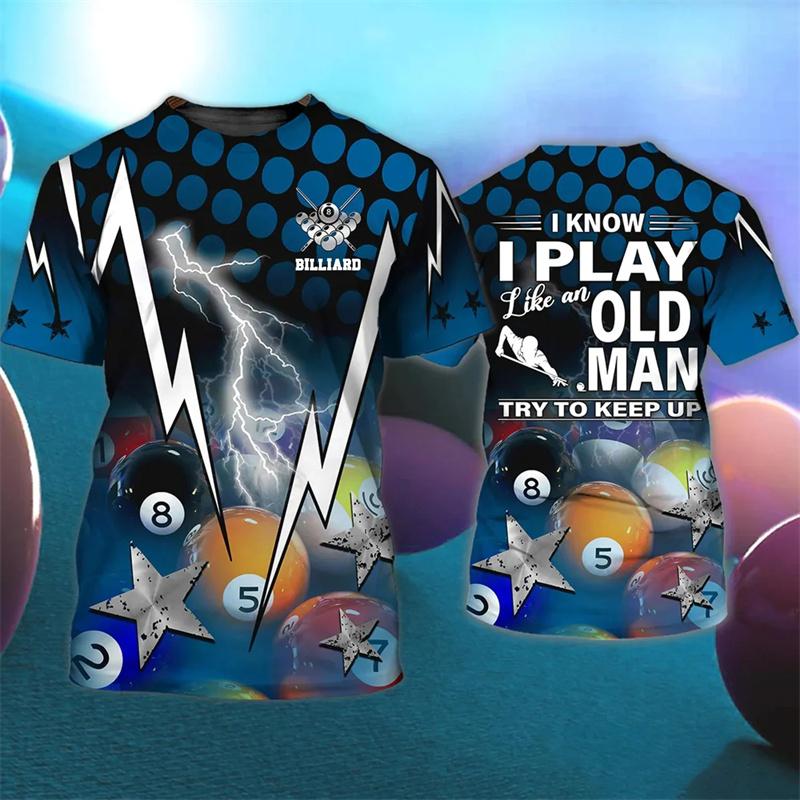 Módní kulečníkové 3D potištěné tričko pro muže, fitness trička do posilovny, dámské oblečení, streetwear, volná unisex trička, topy