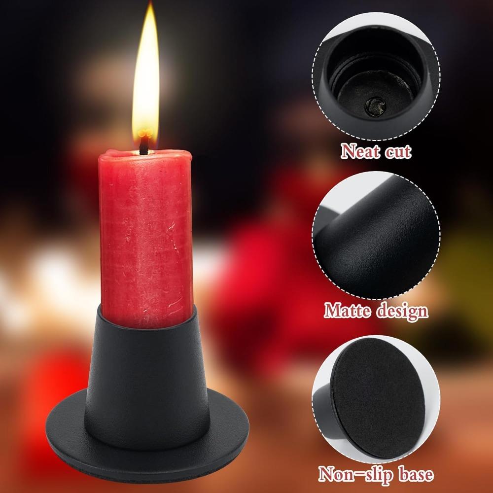 For 4 pcsCandle Holder Vintage Black Iron Candle Holder Cone Decoration Set Vintage Round Party Candle Holder Decoration