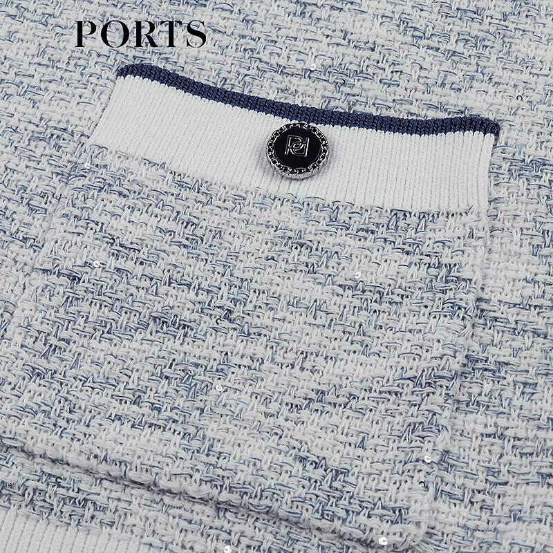 Ports Women's 2025 Fall Sky Blue Colorblock Knit Cardigan