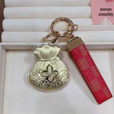 Klíčenka Lucky Bag se zlatým ingelem: Přívěsek z 999 ryzího zlata, Amulet bohatství a štěstí, Dárek
