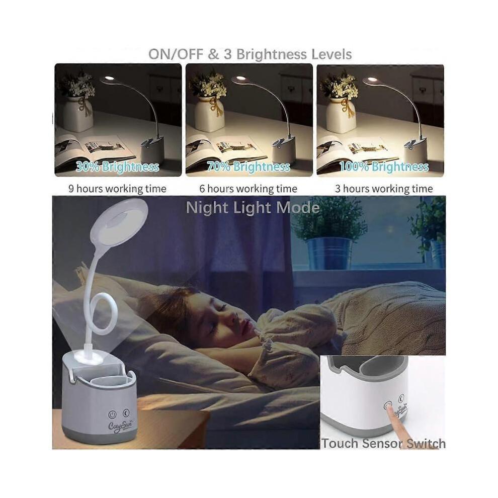 Desk Lamp for Kids 3 Light Modes USB Rechargeable 1800mAh Li Battery Reading Lamp with Night Light