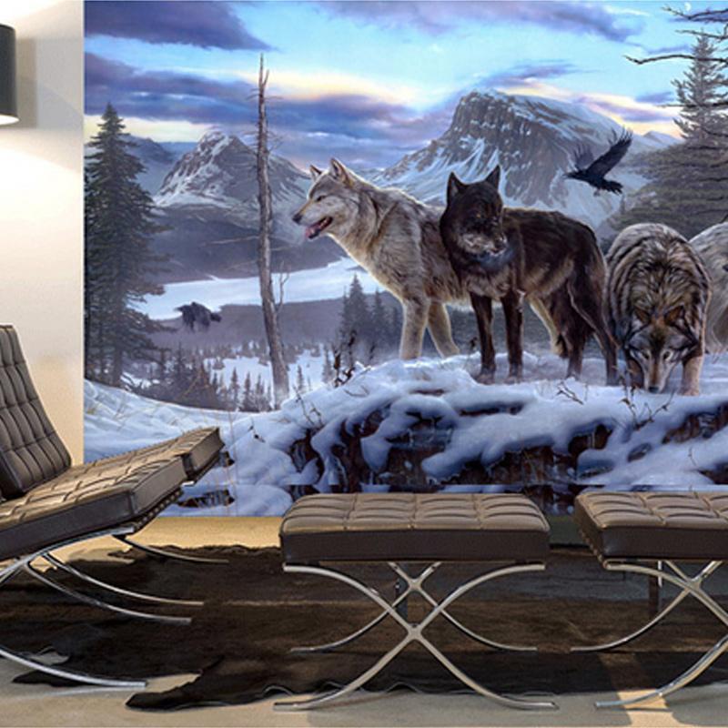 Modern Home Improvement Custom 3D Photo Wallpapers Lifelike Animals Snowy Wolf Backdrop Murals For Study Room Papel De Parede