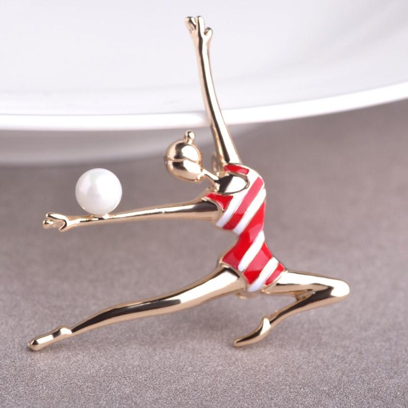 Blucome Beauty Girl Dance Brooches  for Women Corsage Suit Scarf Hat Pins Jewelry