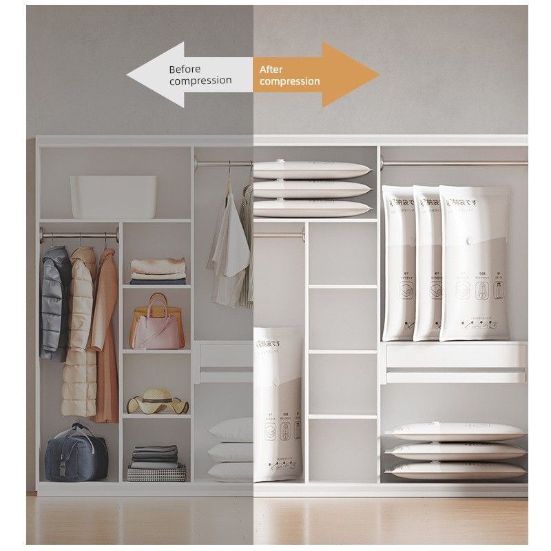 Minimalist Thickened Vacuum Storage Bags for Home Use, Clothes, Quilts, Compression Bags for Moving and Travel, Vacuuming and Organizing Clothing