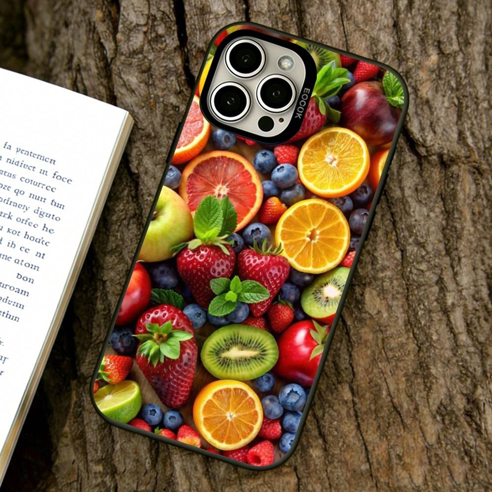 

Fruit Kingdom Phone Case For iPhone 17,16,15,14,13,12,11 Plus,Pro Max,XS,Colored Silver Plated Inside Cover iPhone12ProMax