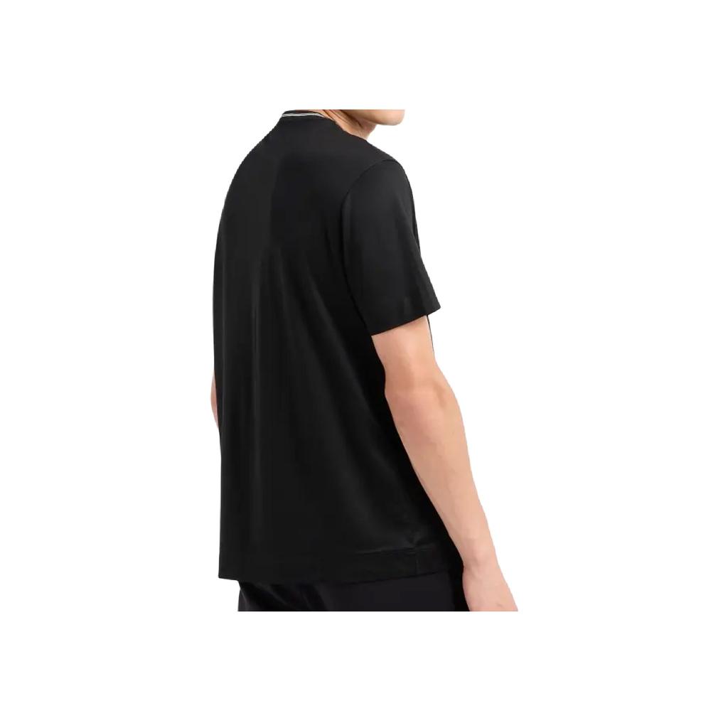 Emporio Armani Logo Letter Trim Round Neck Short Sleeve T-Shirt Men T-shirts Black 6D1T95-1JOSZ-0999