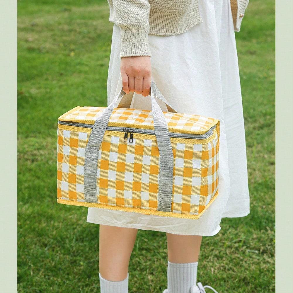 Outdoor large-capacity picnic bag, camping picnic basket, travel picnic bag, portable bento bag, thermal insulation bag