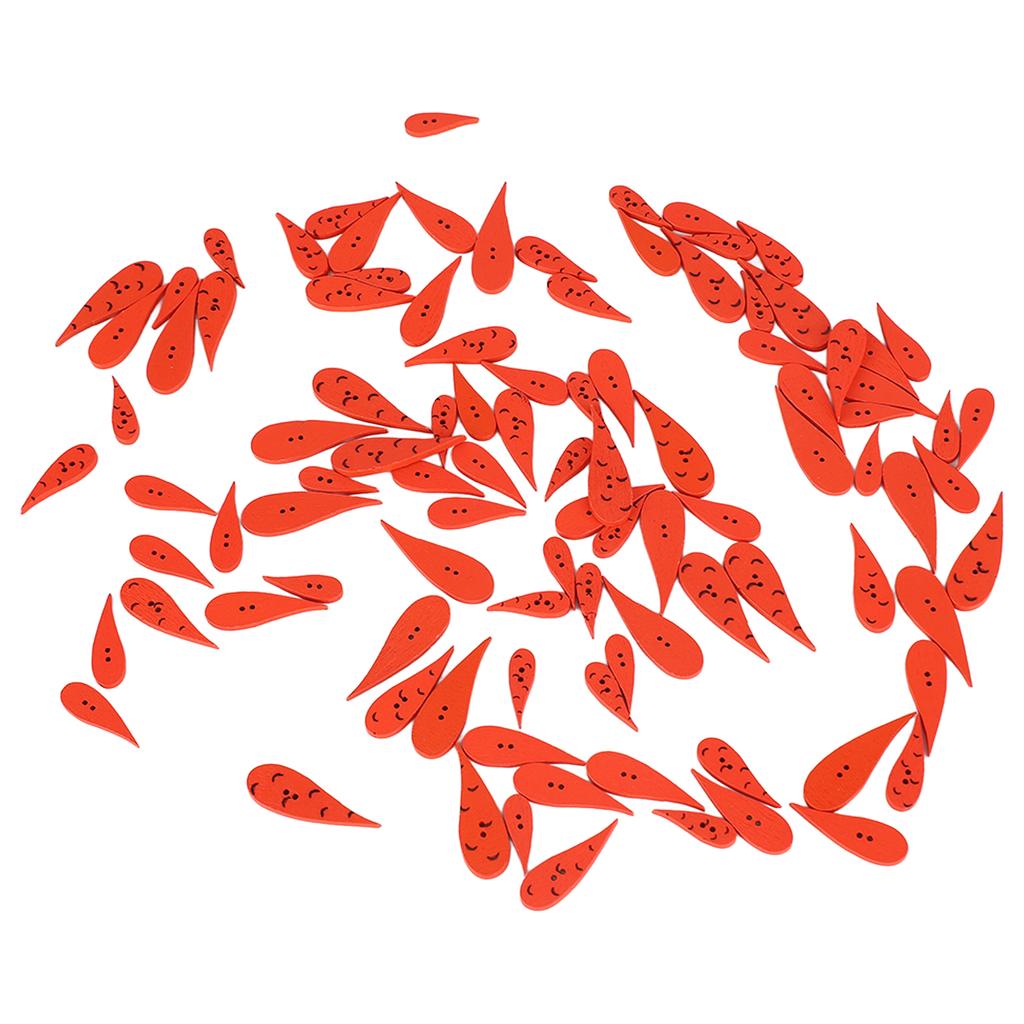 100pcs Orange Carrot Button 4 Sizes DIY Cute Wood Buttons for Crafting Sewing Christmas with 2