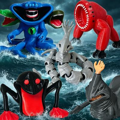 New 3D Printing Sea Eater Bloop Gran Maja Action Figure Model Toy Xmas Gift Joint-movable Deep Bloop Sea Monster Figurines