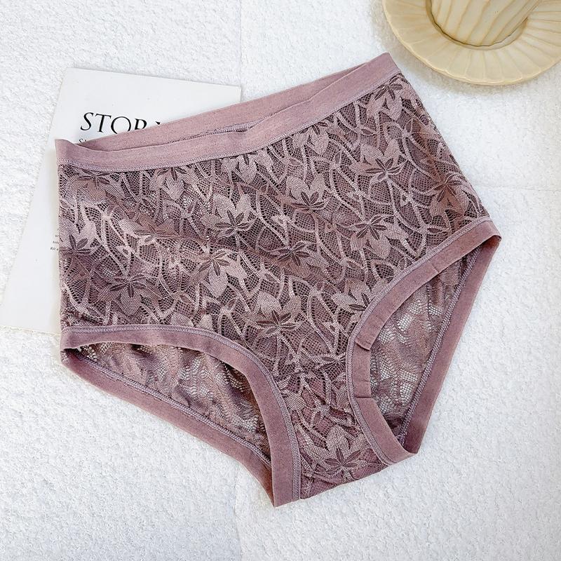FINETOO 1Pc Summer Sexy Ultra-thin Lace Perspective Panties Women High Waist Lace Floral Underwear Female Breathable Intimates Lingerie