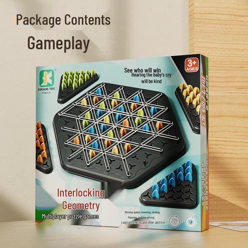 Cross-Border Desktop Parent-Child Puzzle Chess Game with Rubber Band and Intelligent Triangle Toy for Children