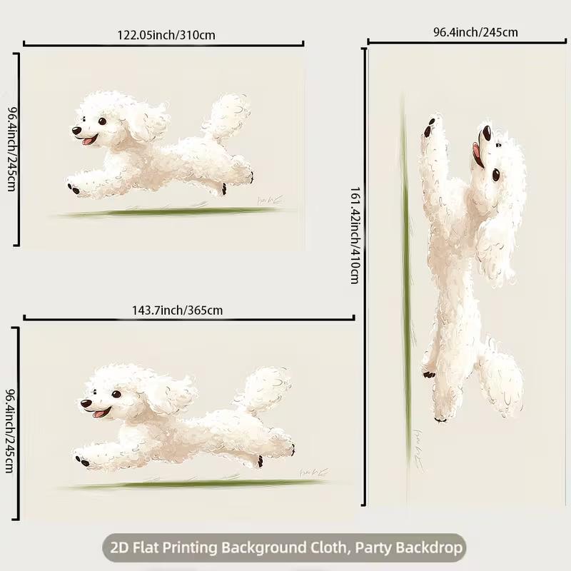 2D Flat Printing Poodle Dog Backdrop for Aesthetic Bedroom & Living Room