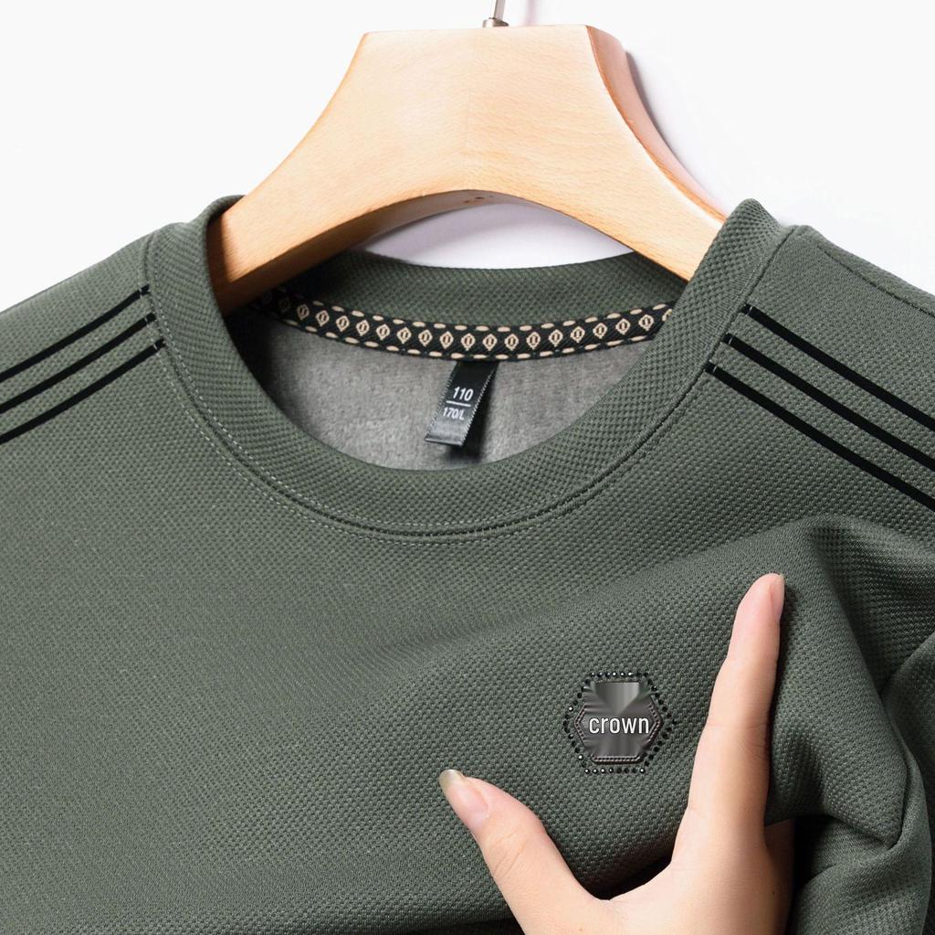 Men's Fleece-Lined Casual Round Neck Hoodie - Thick Warm Long Sleeve for Winter 2025