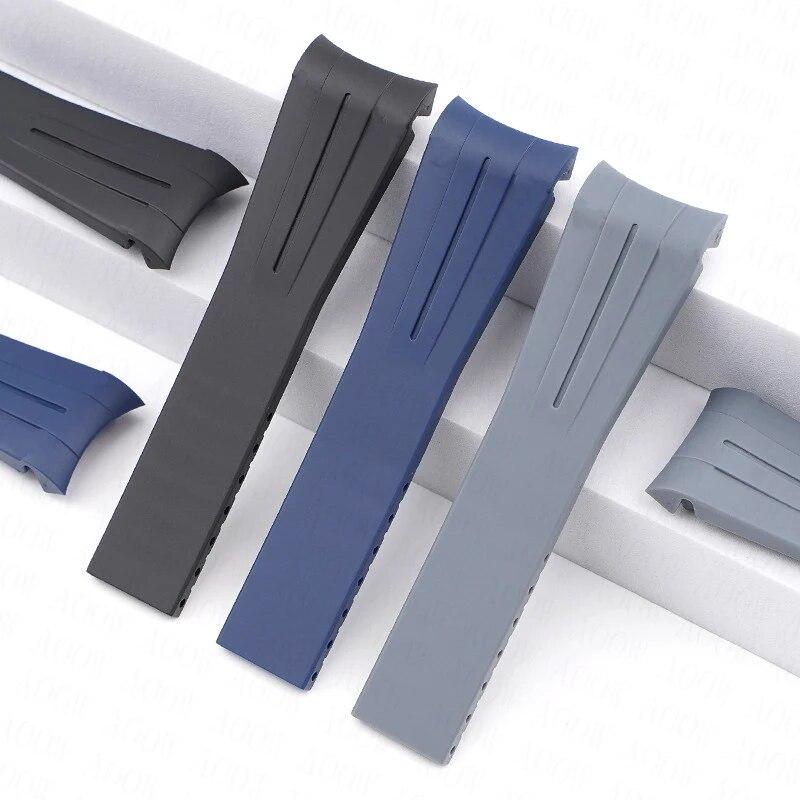 Rubber Watch Band Fit for Omega X Swatch Moonswatch 20mm Stainless Steel Folding Buckle Men Women Curved Replace Strap for Rolex