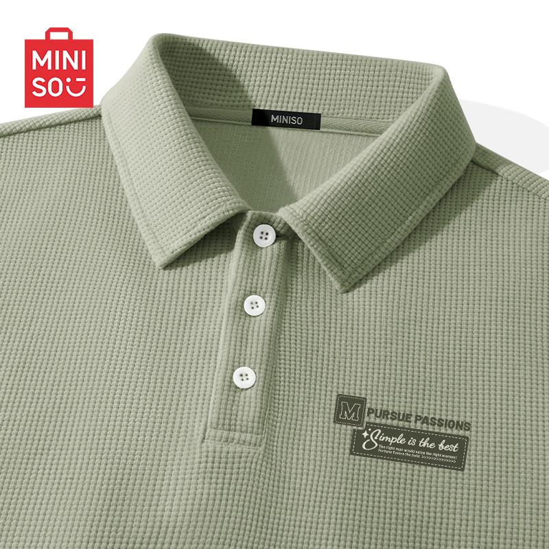 MINISO Men s Waffle Knit Short Sleeve Polo Shirt L