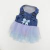 Dog Dress Princess Dress Pretty Pet Outing Clothes Summer Lightweight Teddy Bichon Small To Medium Dogs Breathable Denim Dress