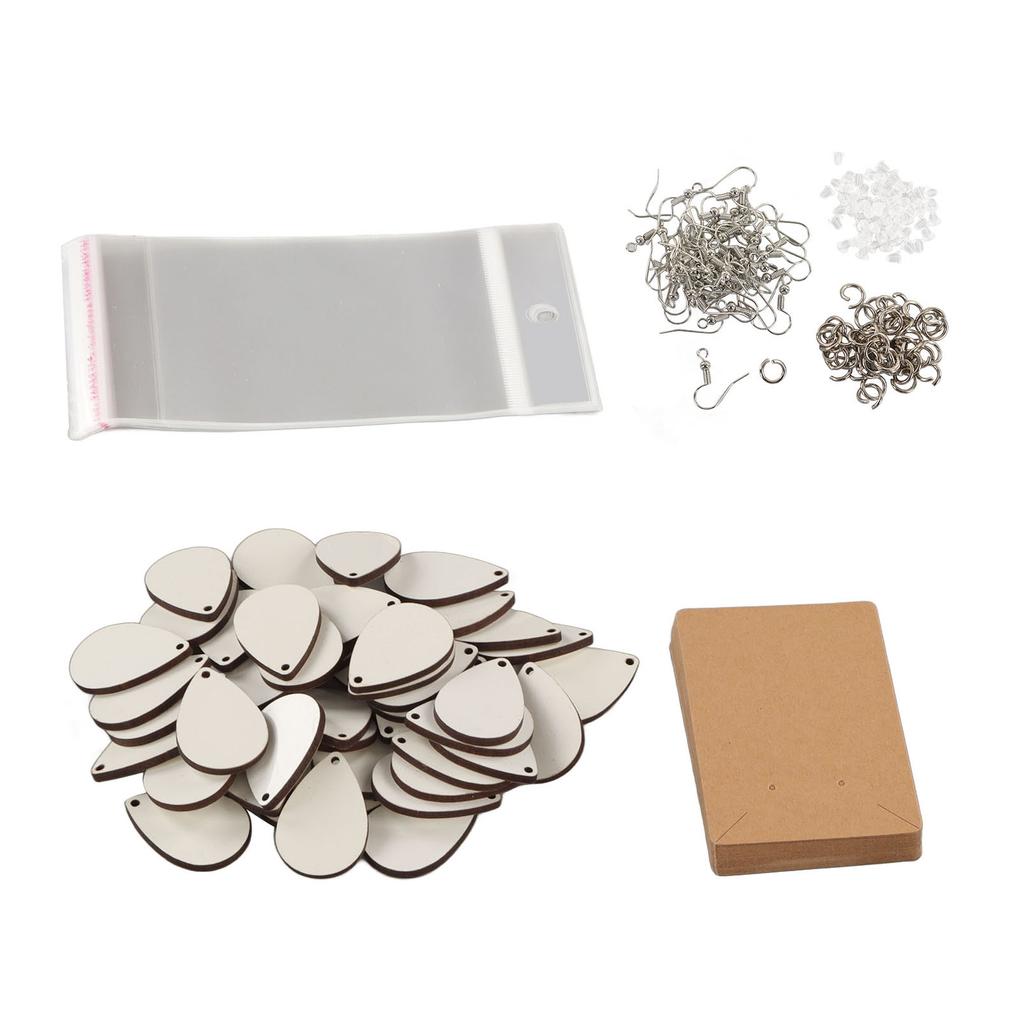 Sublimation Earring Blanks Set 250 Pcs Water Droplets Earring Pendant Ear Hook Cardboard Thermal Transfer Earrings Set