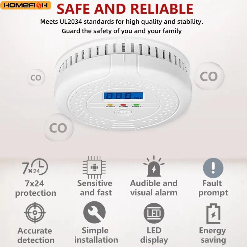Independent CO Alarm Sensor Carbon Monoxide Alarm Detector High Sensitive Warning  Review LCD Display  3-year Sensor Lifespan