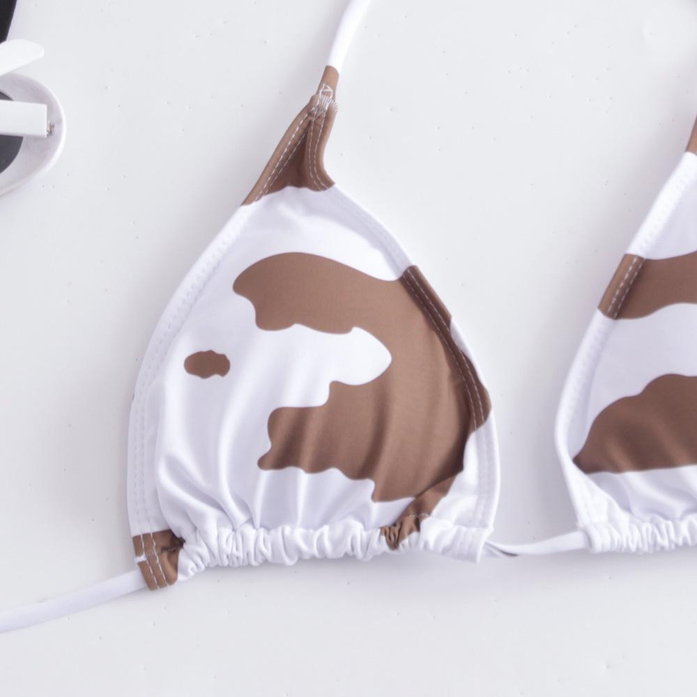 Dámská třídílná bikiny souprava s potiskem mléka - Evropský a americký styl