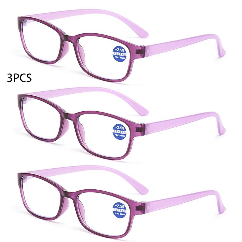 3PCS HD Anti-blue Light Anti-fatigue Reading Glasses for Men and Women Fashion Ultra-light Portable Reading Glasses +100