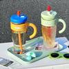 1100ML Large Capacity Plastic Straw Cup Summer Simple Office Ice Cup Water Bottle With Handle Portable Leak-proof Water Cup