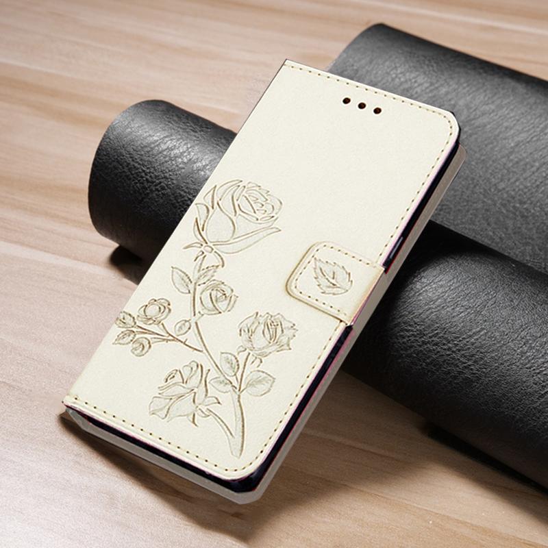 

Модный кожаный кожаный раскладной чехол с цветком розы для iPhone 15 14 13 12 11 Pro Max X XR XS Max 7 8 15 Plus чехол-бумажник-книга For iPhone 13 золотой