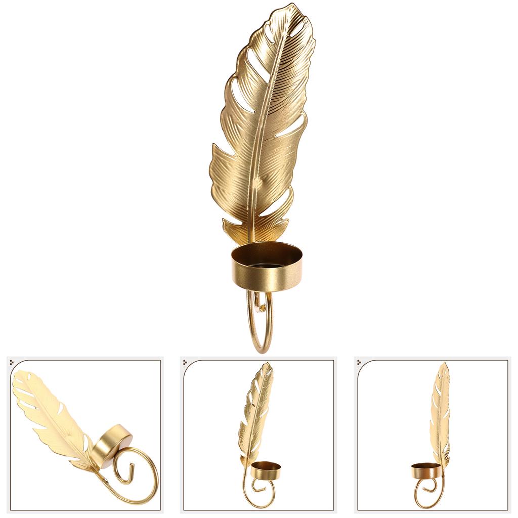 Light Luxury Golden Leaf Wall Hanging Holder Home Decor Mounted Decorative Candlestick Household Stand Iron Dad