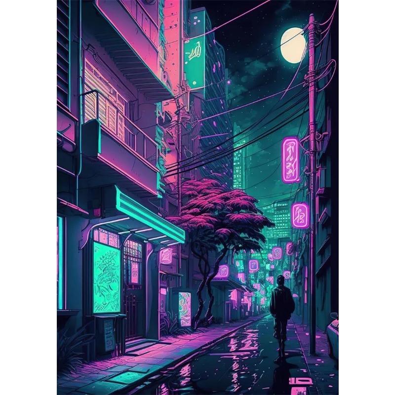 80s Neon Poster Aesthetics City Tour Colorful Night Canvas Painting Wall Art Posters and Prints for Living Home Decoration Gift