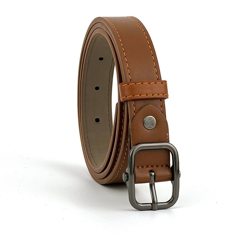 Women S Simple Fashion Square Buckle Pu Belt For Jeans
