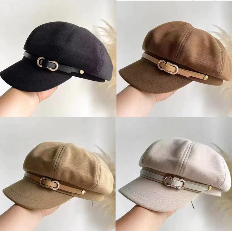 Octagonal Hat Children Spring and Autumn Fashion Chain Buckle British Retro Beret New Newsboy Hat Painter Hat