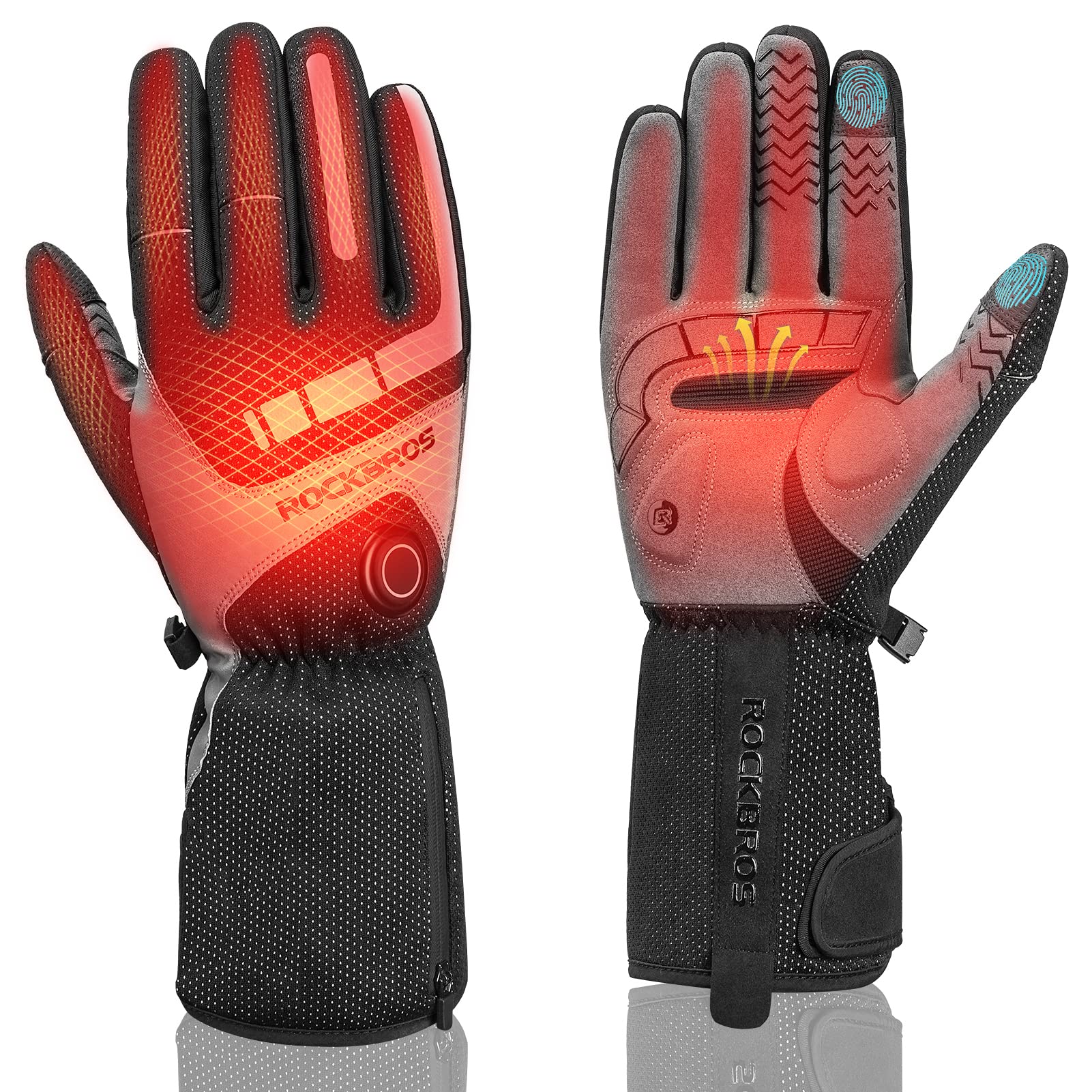 

ROCKBROS Подогреваемые Холодные Мотоциклетные Температурные Сенсорные 4000 мАч Мобильные USB для и Больше Перчатки, Зима, Погода, Перчатки, Ветрозащитные, 45-65°C