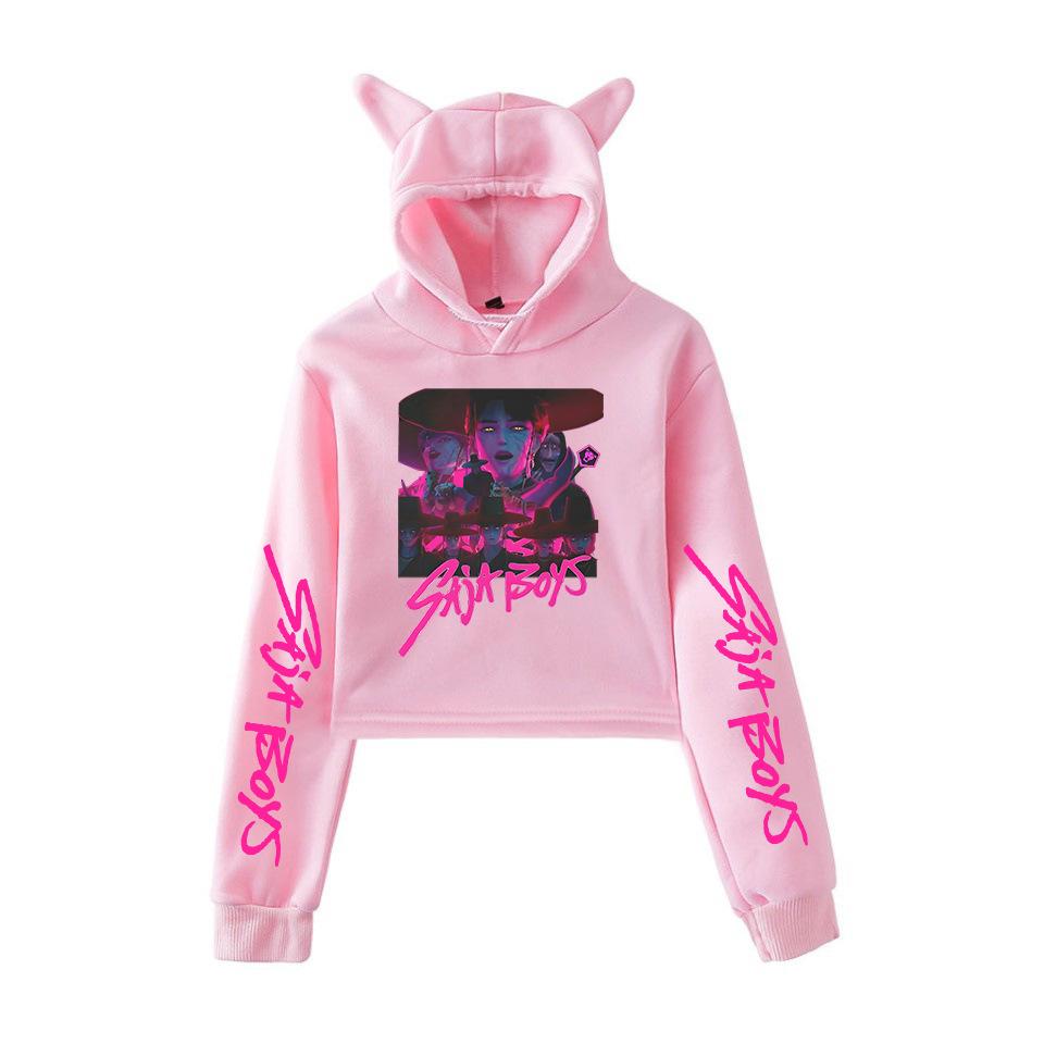 

Cosplay Women s Clothing KPop Demon Hunters Hoodies Sweatshirts Hip Hop Pullover Tops Fashion Trends Long Sleeves Clothing XS розовый