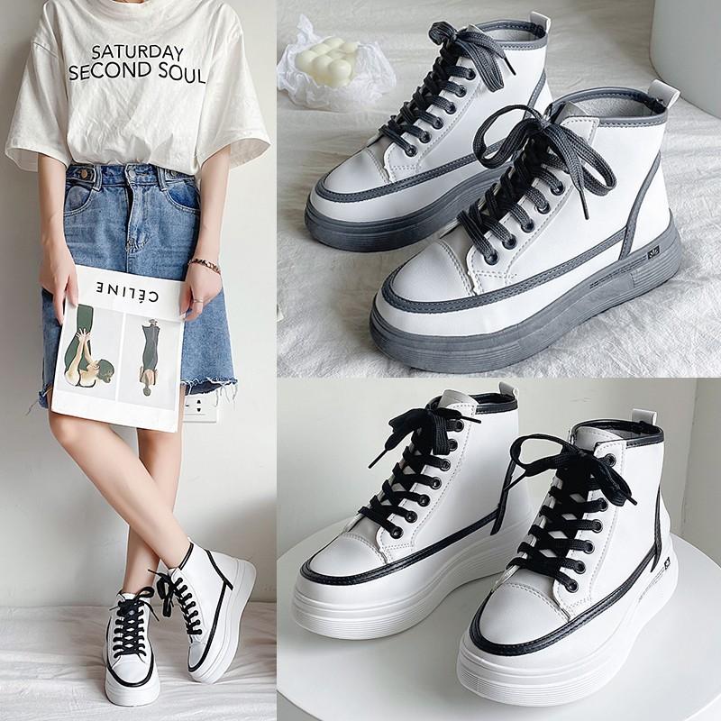 Cheap HighTop White Shoes Women's Leather Shoes Women's Spring New