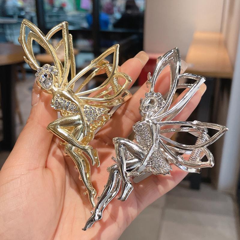 Fashion Large Elf Hair Claws for Women Metal Ponytail Hair Clip Female Party Hairpin Crystal Dance Elves Women Hair Accessories