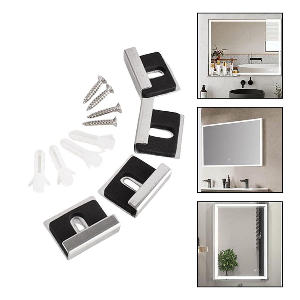 4 Sets Wall Mount Mirror Clips with Screws Heavy Duty Bracket Clips for Mirrors Picture Frames and Glass Items