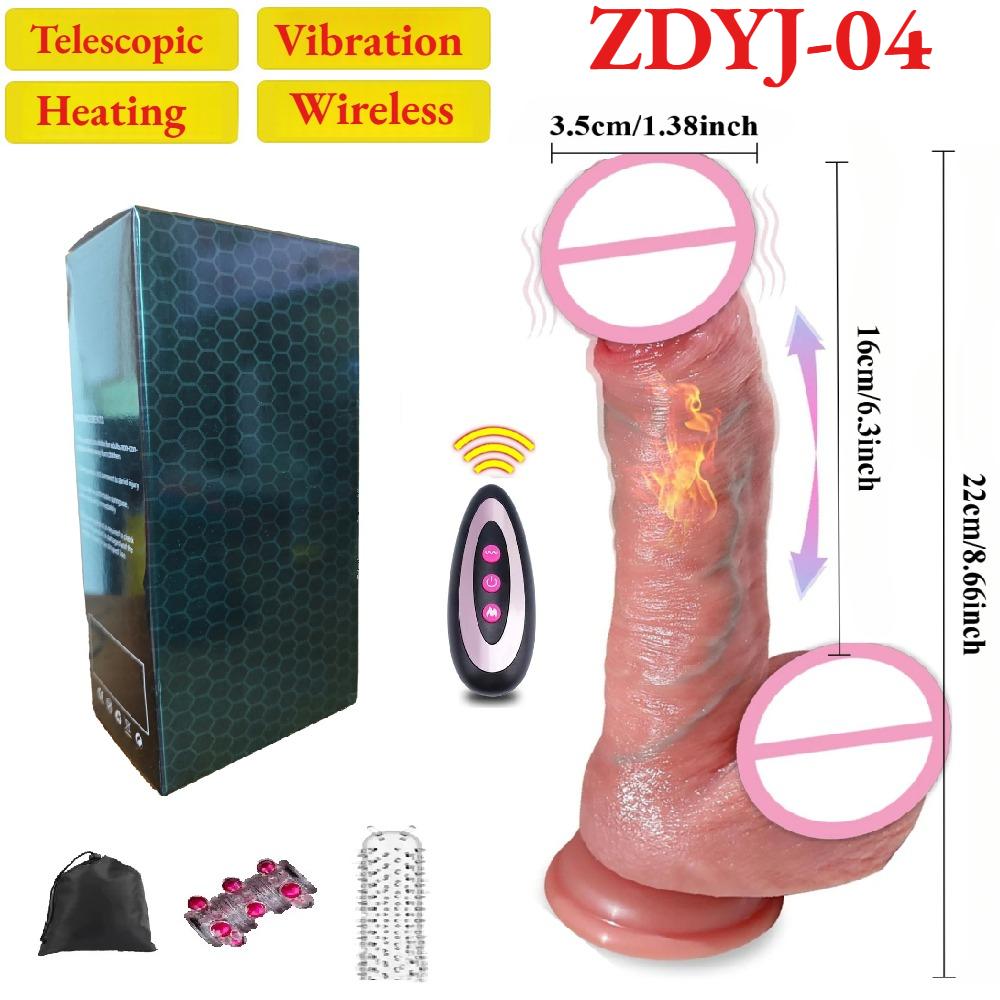 Thrusting Telescopic Realistic Dildo with Suction Cup Heating Swing Sex Toys Vibrator Masturbators Vagina Anal Massager Gode 18+